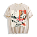 A flat lay of a mineral sand handshake portrait mixed media graphic tee, featuring the unpolished high-contrast sketch and raw art aesthetic.